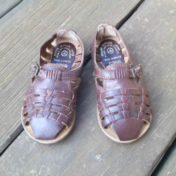 Leather Toddler Huarache Closed Toe Sandals Size 4 - Picture 1 of 6